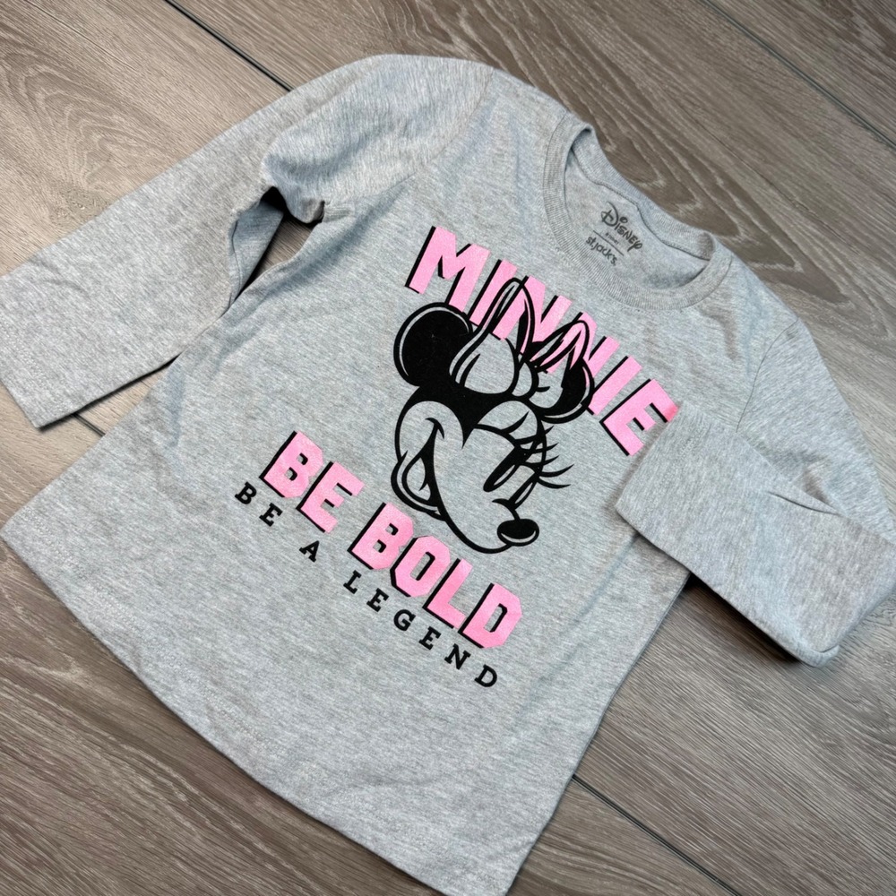 Disney Girls T-Shirt Minnie Mouse Be Bold Legend Graphic Gray 4
